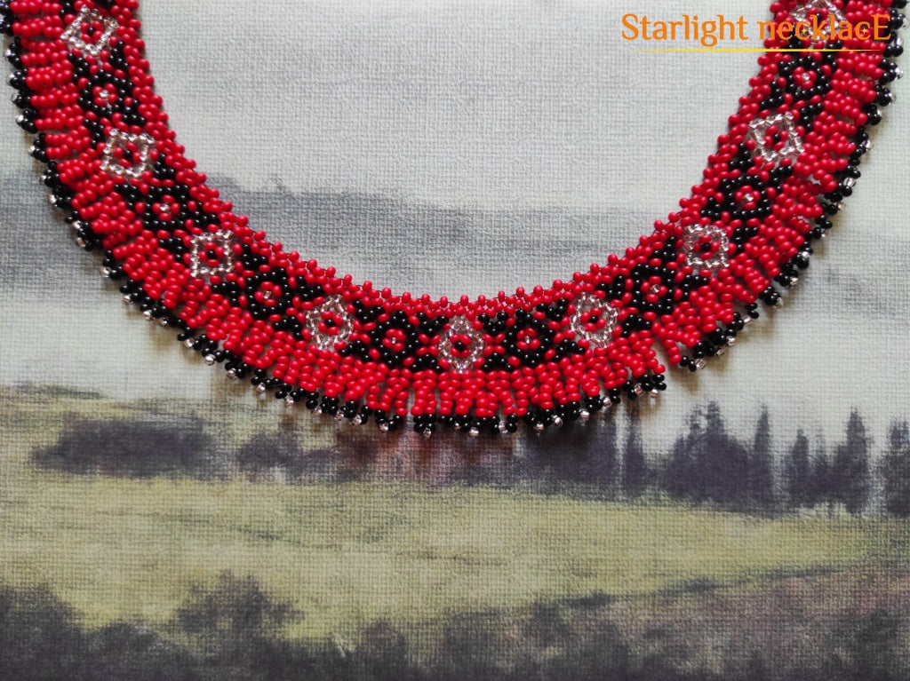 Sylianka Red And Black With Ice From Beads Necklace