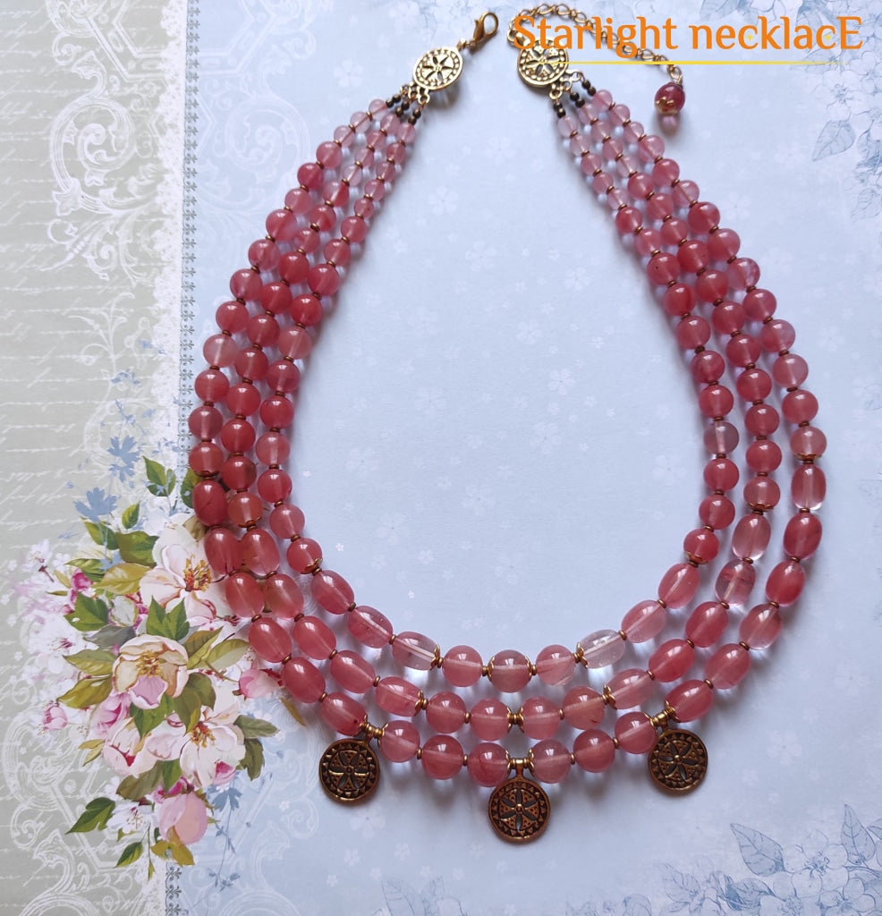 Necklace Pink Currants From Tourmaline Watermelon