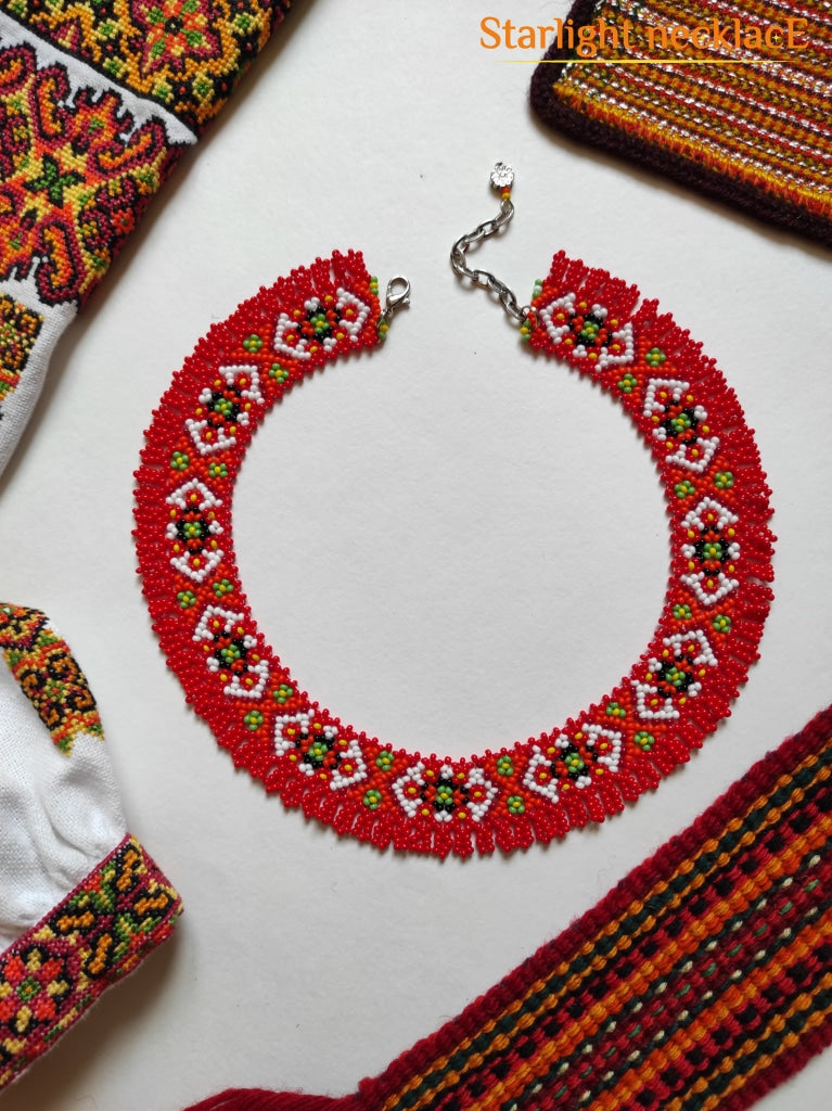 Sylianka Hutsul Red From Beads Necklace